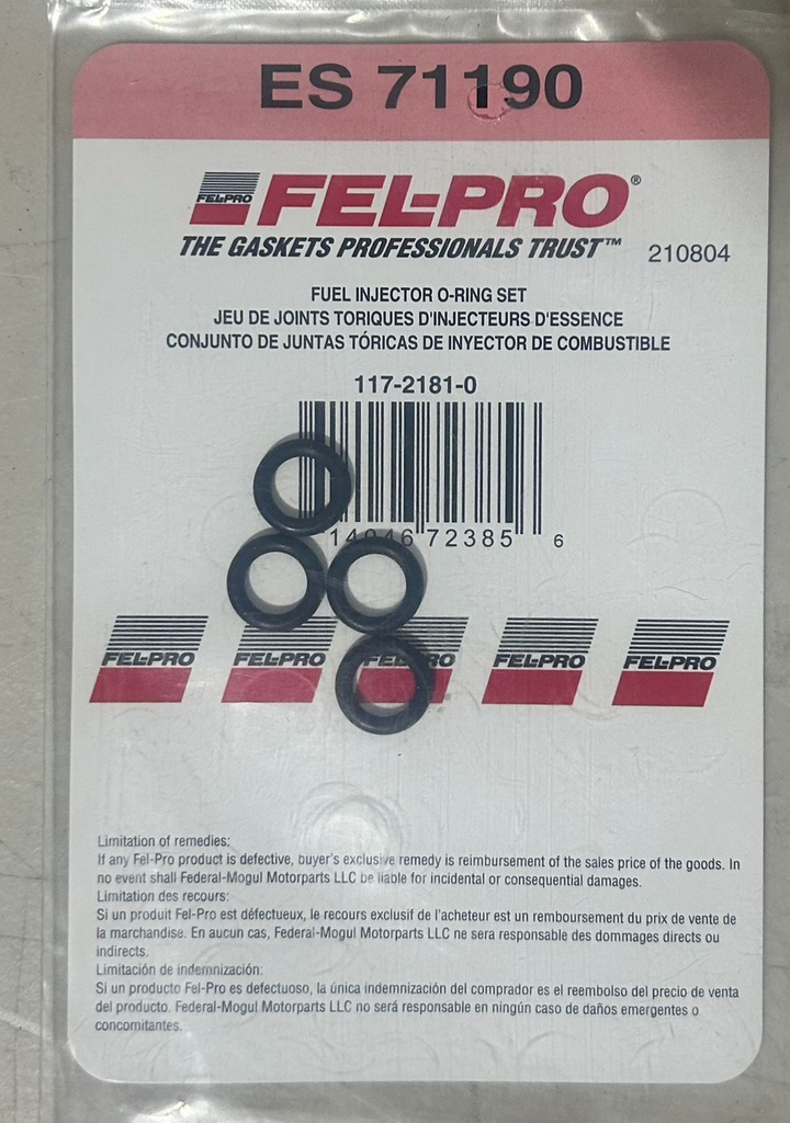 O-ring para inyectores para motores GM 3.8L / 4.8L / 5.3L / 6.0L / 6.2L / 7.0L / 8.1L 1998 a 2020
