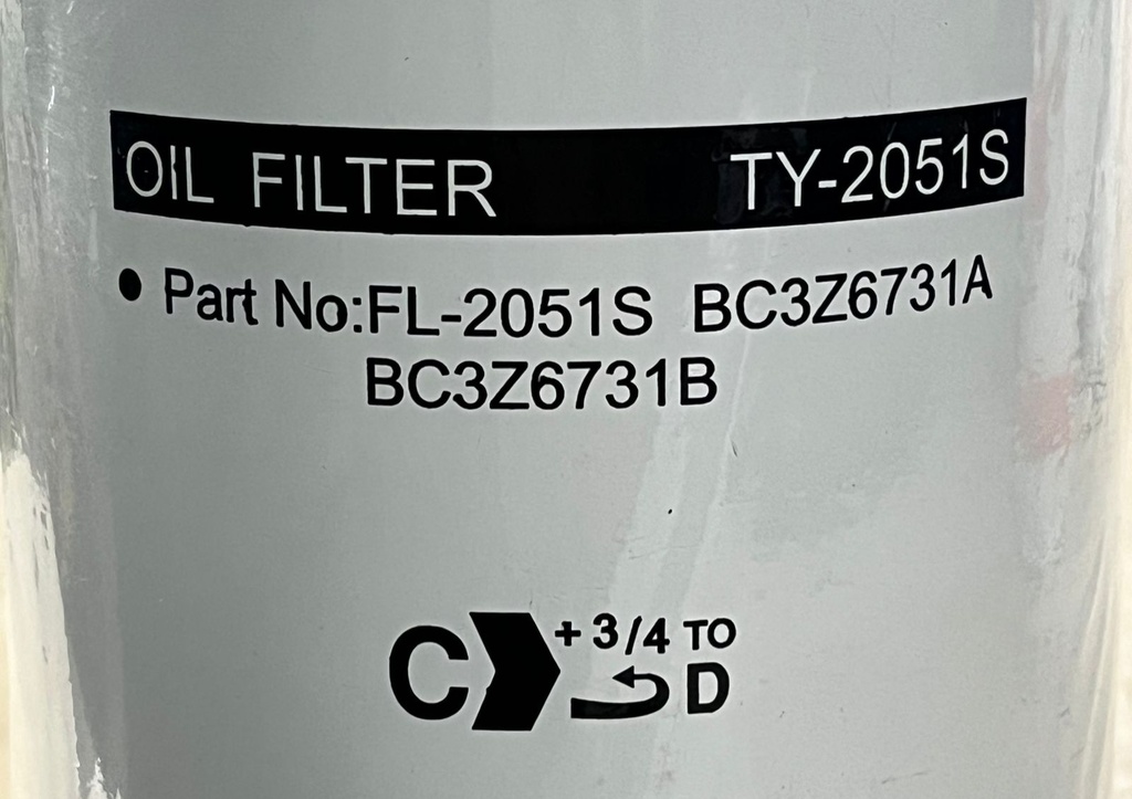 FILTRO DE ACEITE FORD 6.7L V8 DIESEL F250 11-23 / F350 11-19 / F450 12-22 / F550 11-19 (TY-2051S)