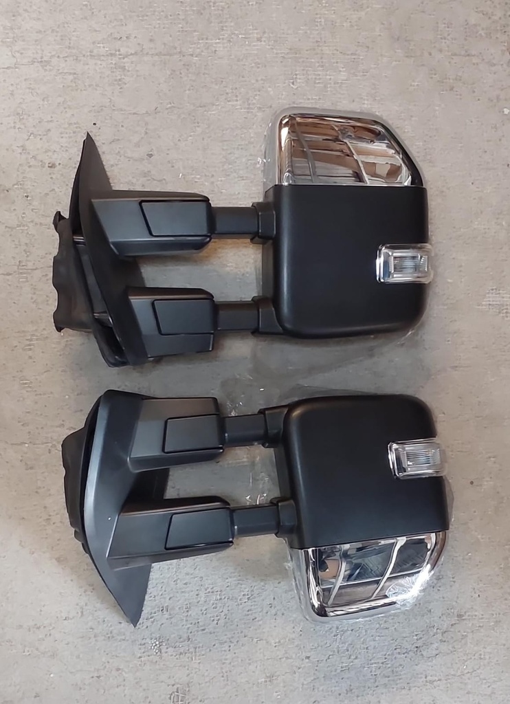 Espejos de remolque cromados con sensor de temperatura para camioneta Ford Super Duty F-250/F-350/F-450/F-550 17-19