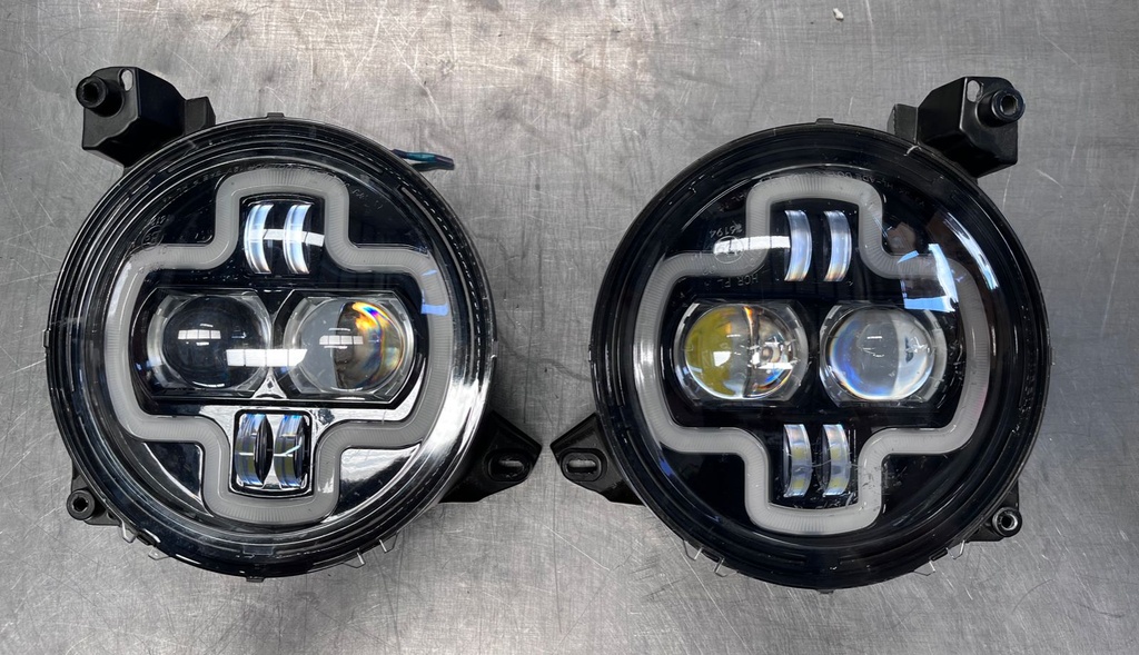 Luces Delanteras LED 9" con DRL (Figura en Cruz) Jeep Wrangler JL 2018-2019