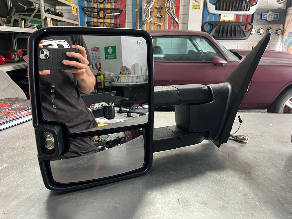 Espejos Tipo Remolque Eléctricos / Calefacción / Luz de Señal / Luz Auxiliar de Reversa para Dodge Ram 1500 / 2500 / 3500 de 2003-2008.