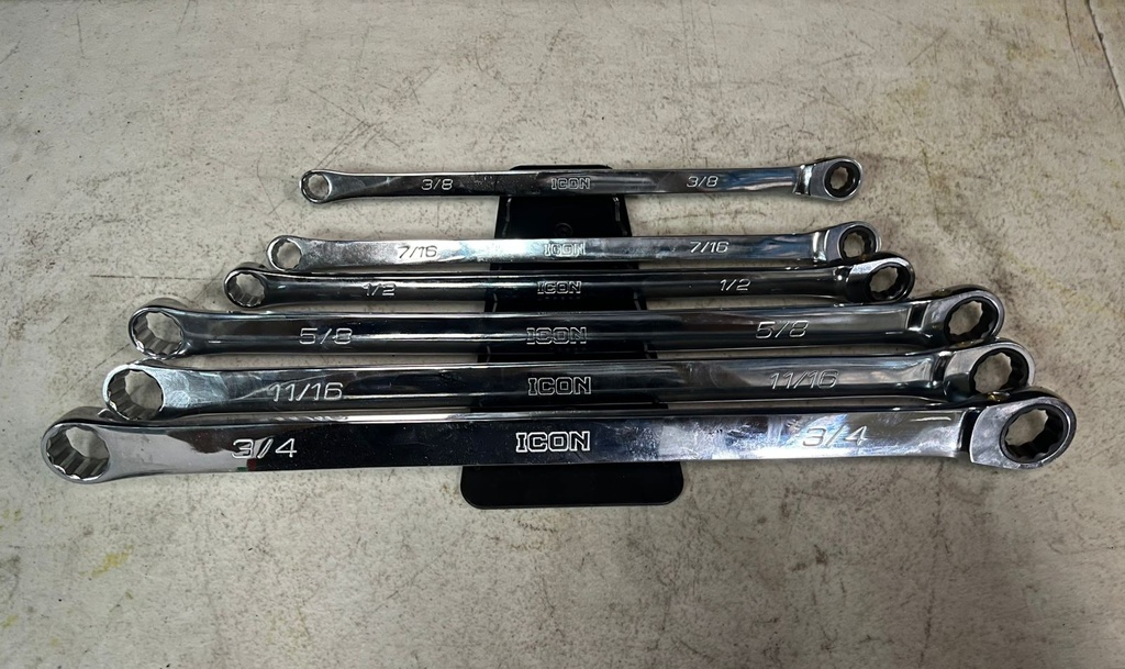 Set de Llaves de doble ratch con medición en pulgadas.