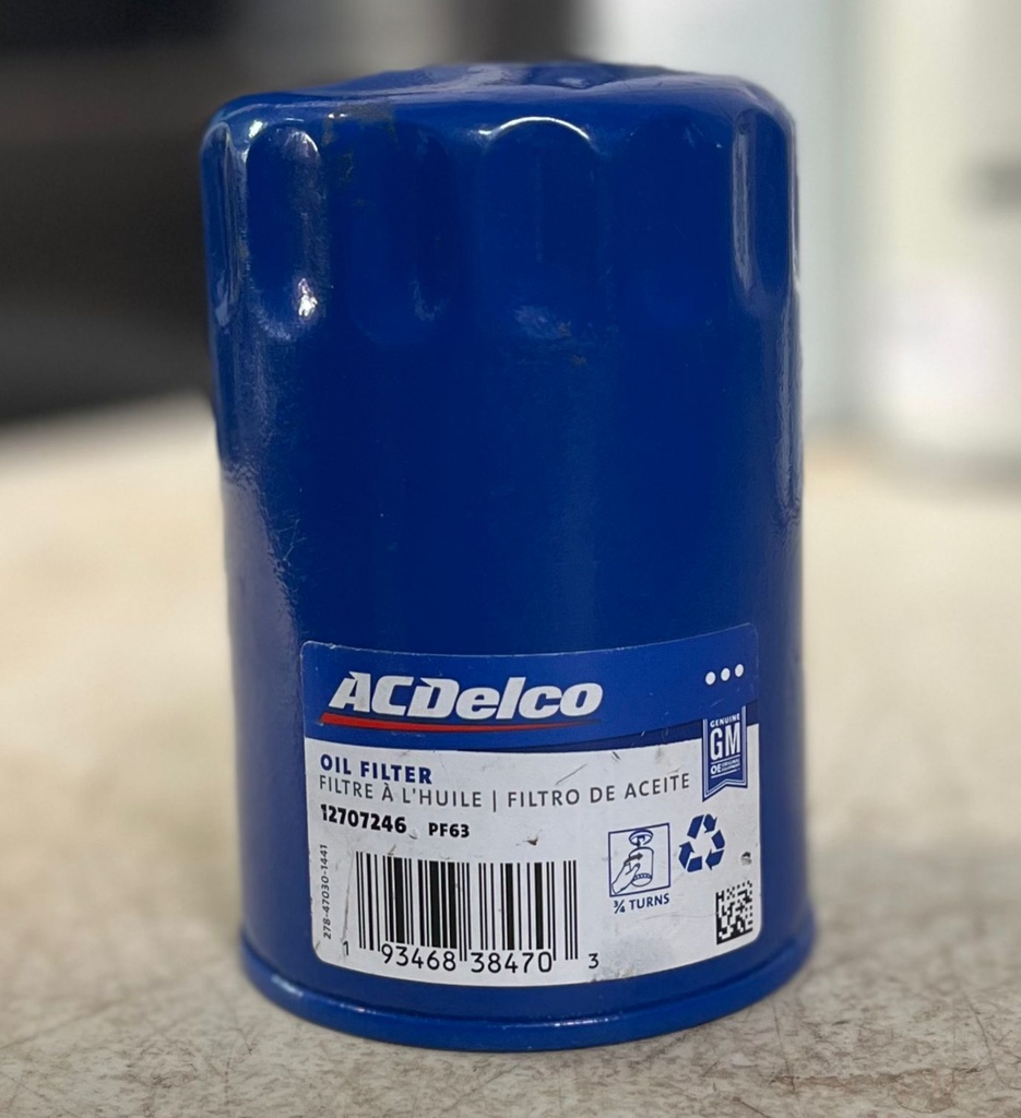 FILTRO DE ACEITE CHEVROLET V6/V8 SILVERADO 14-21 / SUBURBAN 15-21 / Tahoe 15-21 / EQUINOX 09-17 / EXPRESS 18-21 (GM 12707246 PF63)