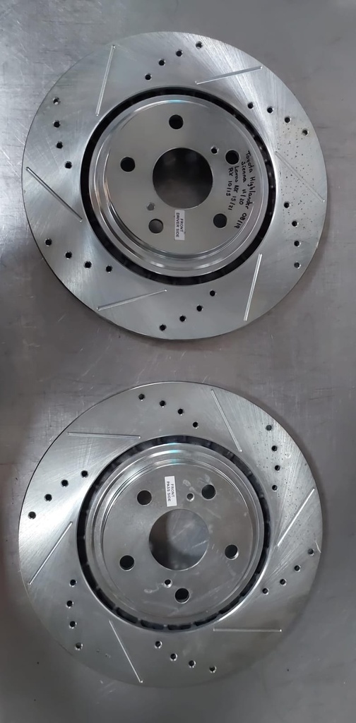 Discos de freno delanteros ventilados perforados para Toyota Highlander/Sienna 08-19