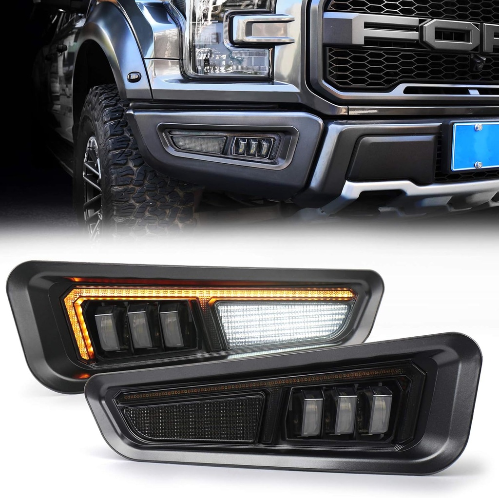 Halógenos Neblineros LED Secuenciales Ámbar DRL Ford F 150 Raptor Gen 2 2017-2020