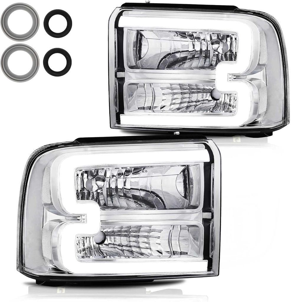 Luces Delanteras LED DRL Cromadas Ford F 250 / F350 / F450 / F550 2005-2007.