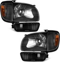 Juego de Luces Delanteras Carcasa Negra + Halógenos Neblineros Toyota Tacoma 2001-2004.