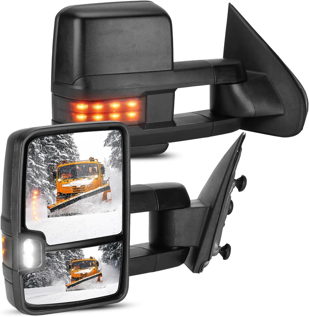 Espejos Tipo Remolque Negros/Calefacción/Luz de Señal/Luz Auxiliar Chevrolet Silverado 2015-2018
