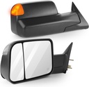 Espejos Tipo Remolque Negros Eléctricos con Luz de Señal para Dodge Ram 1500 / 2500 / 3500 1994-2001.