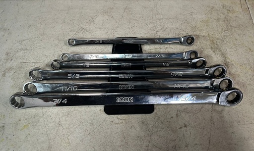 Set de Llaves de doble ratch con medición en pulgadas.