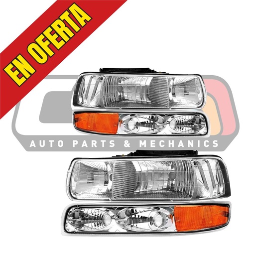 Luces Delanteras Cromadas Chevrolet Silverado 1999-2002 / Tahoe / Suburban 2000-2006.