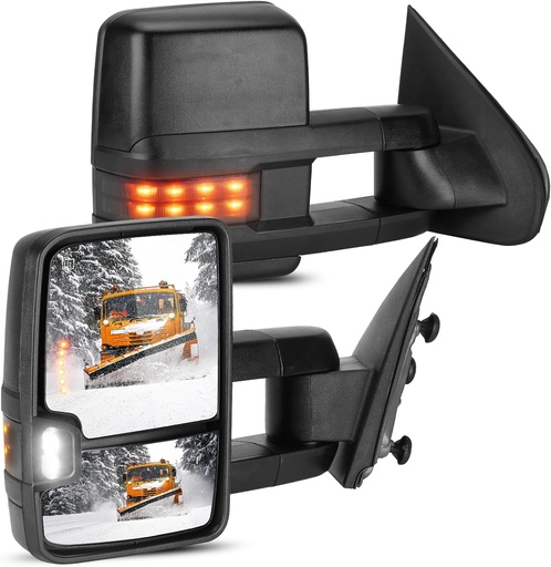 Espejos Tipo Remolque Negros/Calefacción/Luz de Señal/Luz Auxiliar Chevrolet Silverado 2015-2018